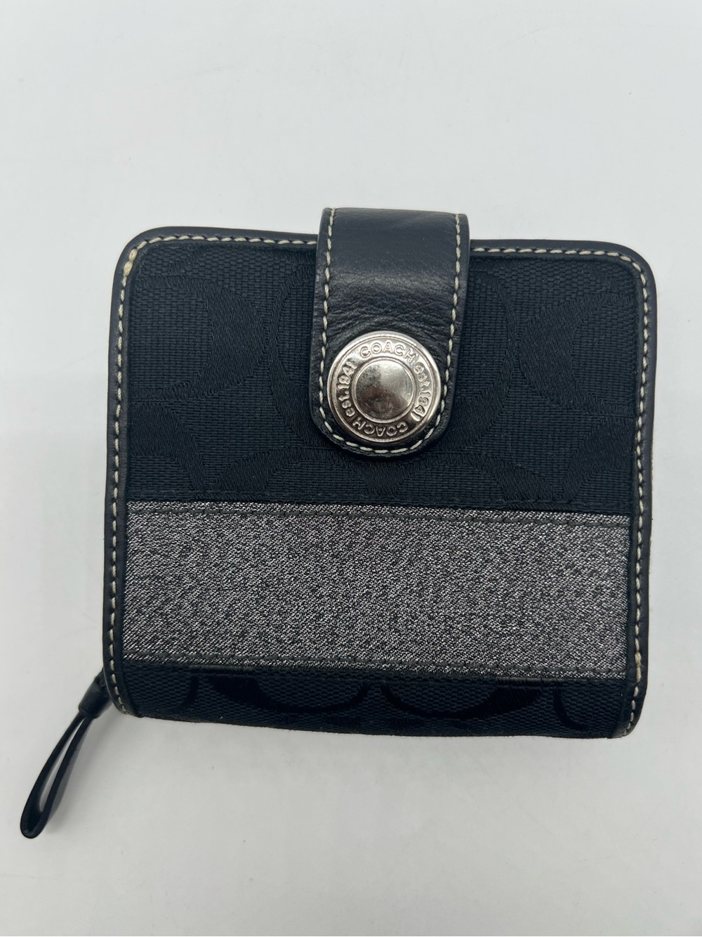 COACH 40751 Y2K Legacy Signature Stripe Bifold Glitter Jacquard Canvas Wallet